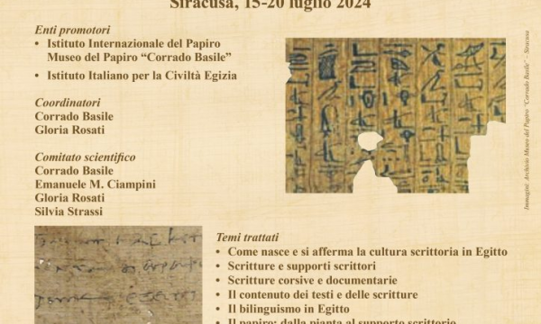 Scuola estiva di Egittologia e Papirologia Siracusa, 15-20 luglio 2024.